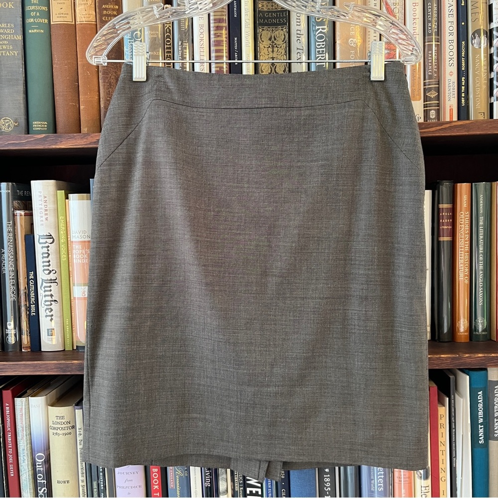 Ann Taylor Suiting Pencil Skirt Gray Brown 4 Petite